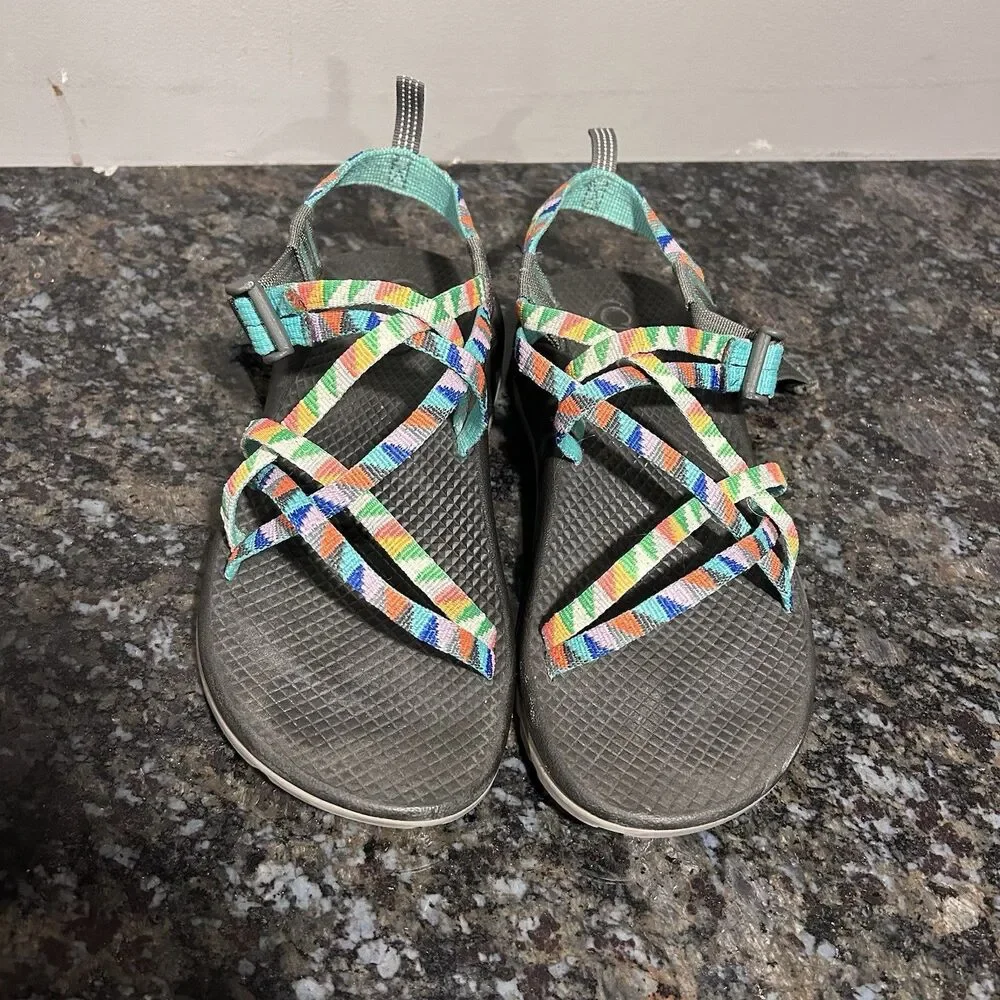 Chaco ZX1 Kid's Ecotread Outdoor Strappy Sandals Camper Colorful Turqouse Size 5